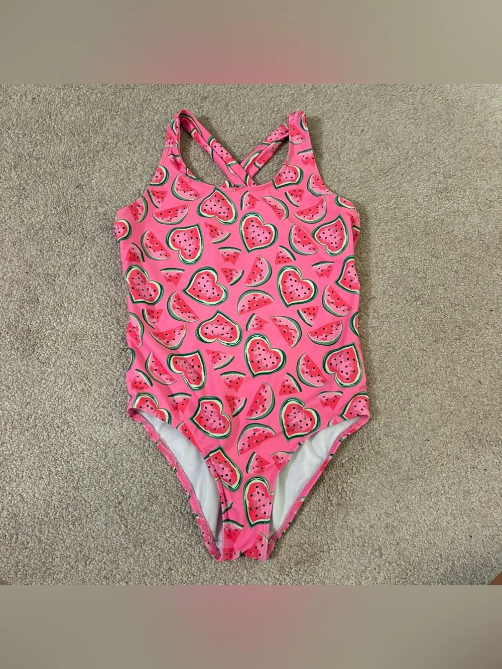 Girls' Pink Watermelon-Print One-Piece Swimsuit bmagical by btween size 10